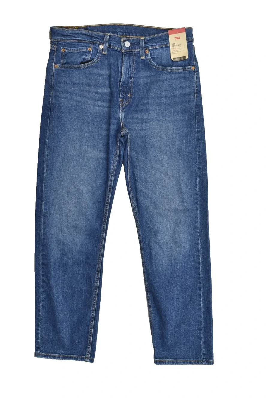 NEW Levi's 505 Regular Fit Stretch Blue Jeans Men's Size 34x30 Straight Leg
